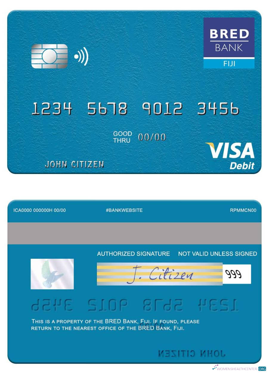 Download Fiji BRED Bank visa debit card Photoshop template